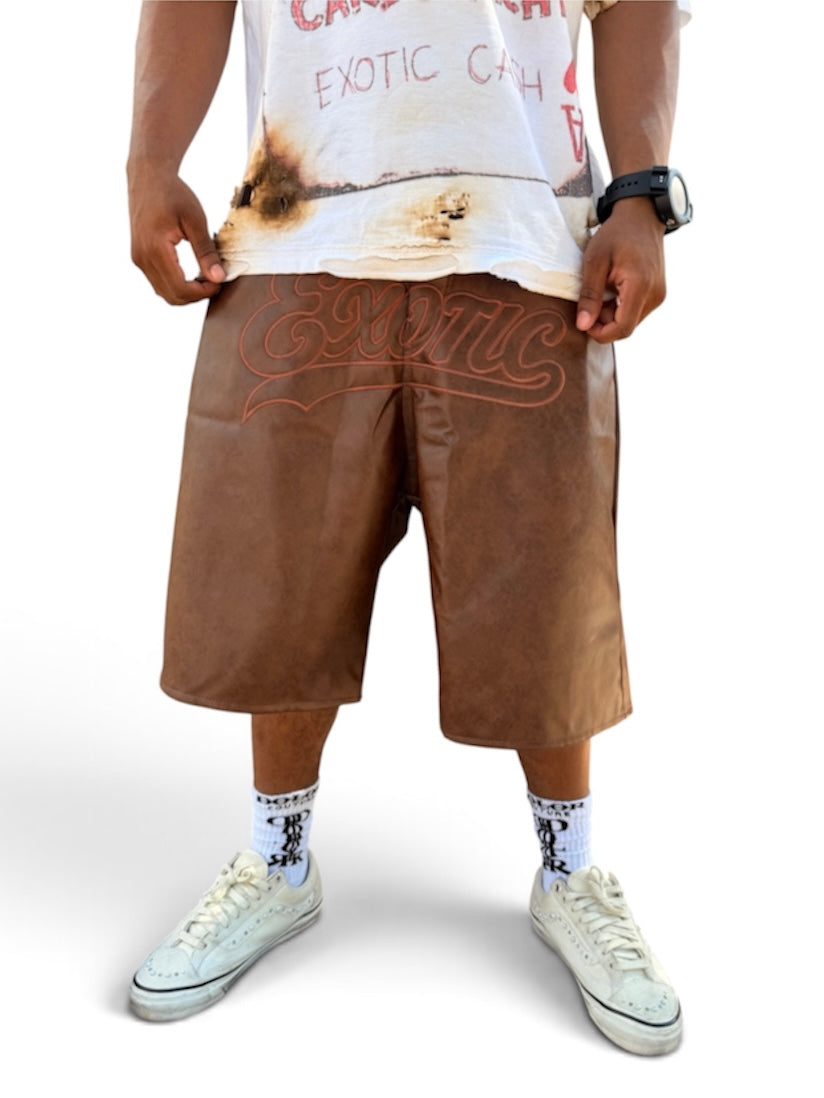 Brown Wax Leather Jorts