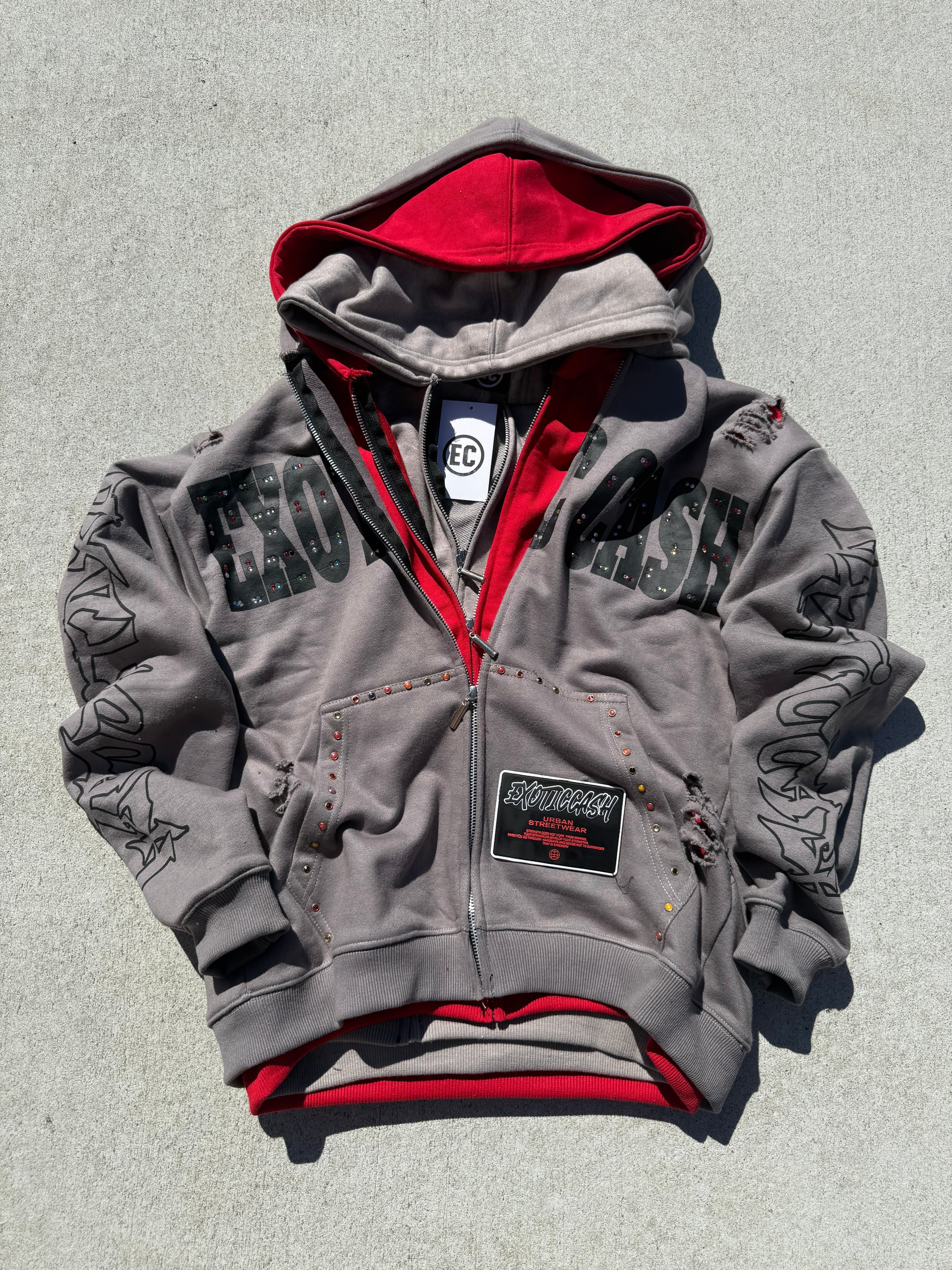 Rhinestone Triple Zippers