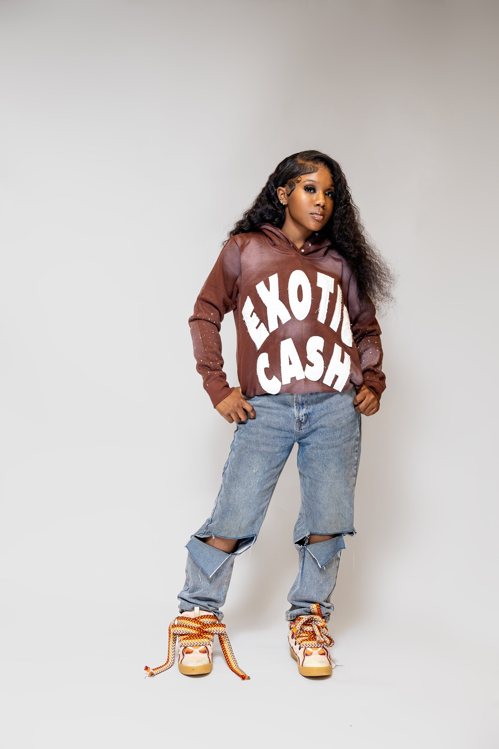 Brown Distressed Hoodie