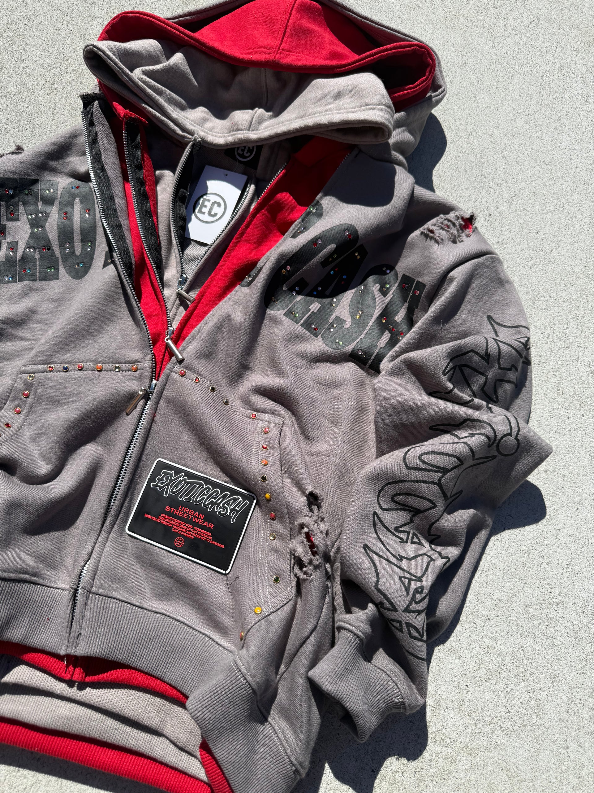 Rhinestone Triple Zippers